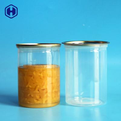 China 100% Well Sealing Custom Empty Plastic Fruit Can Canned Pineapple Cans PP Clear Hot Temperature Sterilization Pasteurize Tinplate Lid EOE for sale