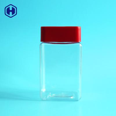 China 500ml China supplier food grade PET spice eco square plastic mason well sealing canning jars with red square lid for sale