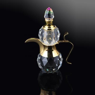 China Middle East sale gor crystal oil bottle gourd 6ml and 60ml 3ml shape perfume bottle special crystal shape teapot for sale