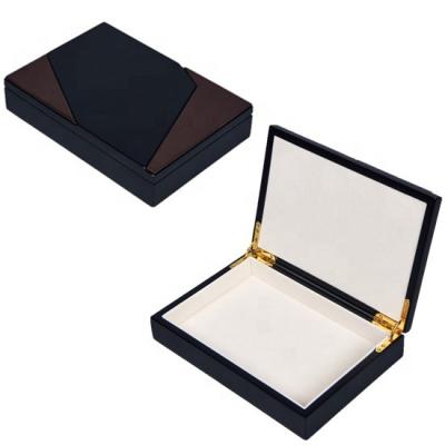 China Handmade Lacquered Finish Luxury Custom PU Wooden Box Packaging Box for sale