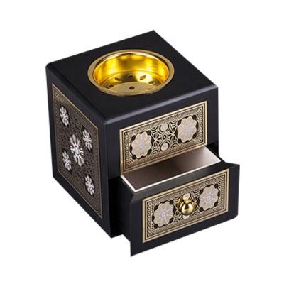 China Hot Selling Middle East New Design Square Shape Wooden Censer Lacquer Wood Burner for sale