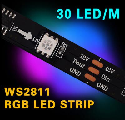 China (5m/roll) DC12V ws2811 ic 30/48/60leds/m IP30/IP65/IP67 5050 SMD rgb addressable led pixels strip for sale