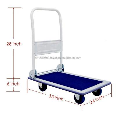 China 150kg load industrial platform hand truck cart for factory workshop, heavy duty logistics platform hand truck for sale