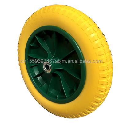 China Building Material Shops 13 Inch 3.00-8 PU Foam Rubber Wheel For Wheelbarrow Trolley Solid Wheel Barrow Wheel With Plastic Rim Tubeless Tire for sale