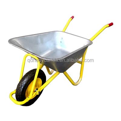 China Heavy Duty Steel Metal Wheel Barrow Wheel Barrow For Construction Industrial Garden Galvanized Tray 110L 180kg Max Load for sale