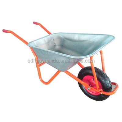 China CHINA Qingdao Construction Heavy Duty Metal Wheelbarrow With 100L Galvanized Steel Tray Wheel Wheelbarrow 180kg Capacity Wheelbarrow for sale