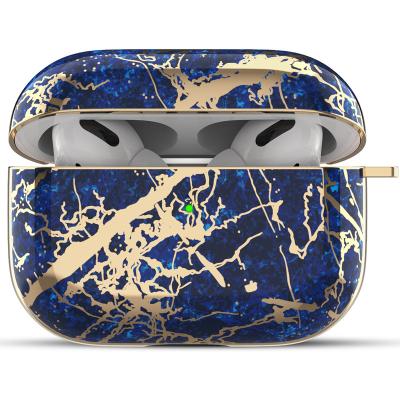 China For earbuds For Apple AirPods Pro Cases Gold Luxury Hard PC Case Electroplating Marble Custom Cover For AirPods pro for sale