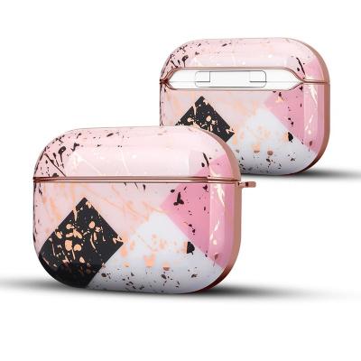 China For earbuds IMD Plated Gold Hard PC Earphone Case For Airpods Pro Case Marble Prints - Private Mold for sale