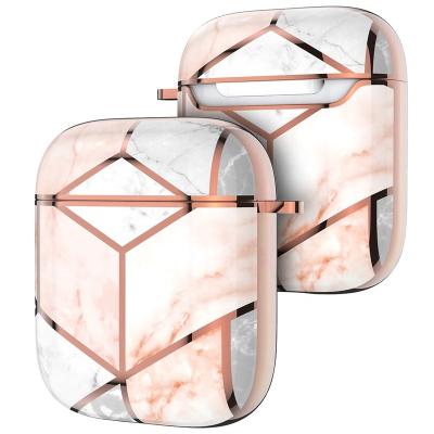 China For BESTSOLD Hot Selling Portable Earphone Marble Case For Apple Air Pods, For AirPods Hard PC Protective Case With Key Chain for sale