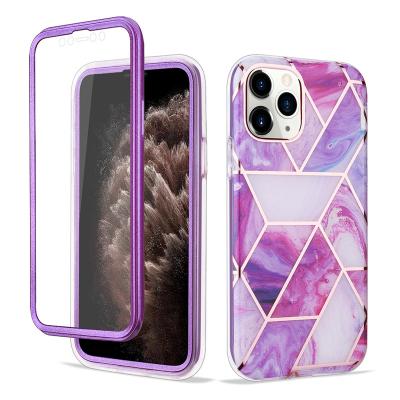 China 2021 New Product Top Selling Anti-fall Marble Design For iPhone 11 Pro Max Case Luxury Mobile Phone Back Cover Case With Screen Protector for sale