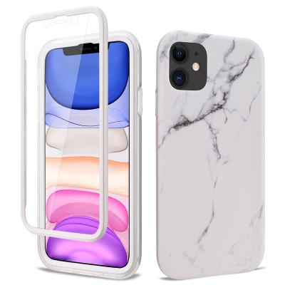 China Bestsold Anti-Fall Private Mold TPU Bumper Phone Shockproof Marble Case with Built-in Screen Protector for iPhone 11 12 12 Pro Max for sale