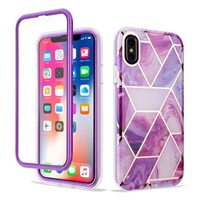 China Luxury Newest Anti-drop Back Mobile Accessories Cover For iPhone X/XS Screen Protector Marble Cellphone Built-in Case For iPhone 12 for sale