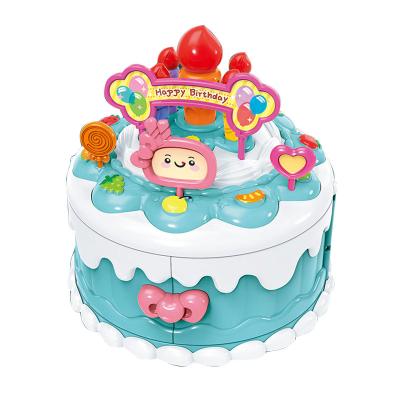 China Girl Pretend Birthday Cake Plastic Toys Play Jewelry Musical Toy Box Set With Light D159675 for sale