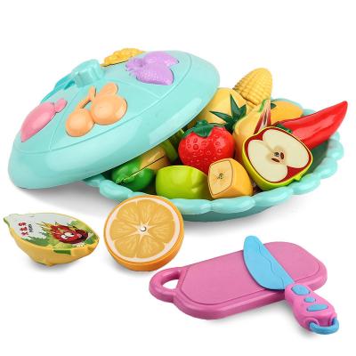 China Mini Plastic Kitchen Plastic Dish Pretend Play Fruit Vegetable Slicing Toy for sale