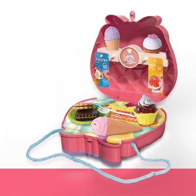 China Plastic Kids Plastic Kitchen Set Pretend Play Game Ice Cream Suitcase Toy for sale