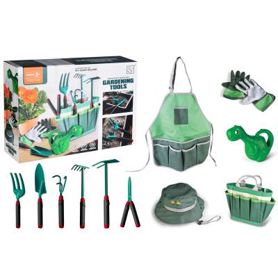 China Outdoor TOY Boys Plastic Gardening Tool Kit Toy Boys Models Kids Toy With Apron Hat Handbag for sale