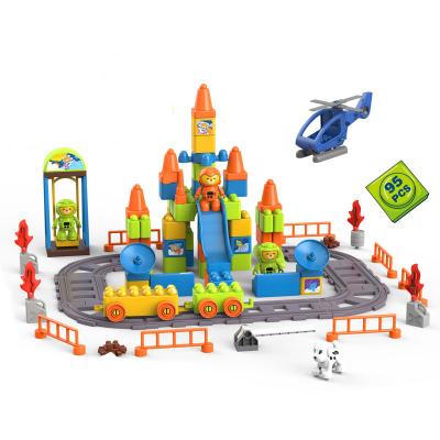 China Hot Selling DIY TOY Big Size 95Pcs OEM Creative Play Big Building Blocks Set DIY Bricks Toys For Kids Girls And Boys for sale