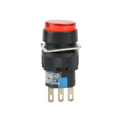 China Push Button Switch Multipurpose Momentary Self Lock 16mm Round Led Lamp 3 Pins 12v for sale