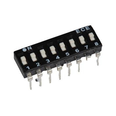 China PBT Low Profile Copper Type 8 Way DIP Switch With Flat Actuator for sale