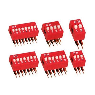 China Pitch Red Alloy Copper Gold Plating 2 54mm and Right Angle Terminals 2P 3P 4P 6P 7P 8P DA Series DIP Switch 100mA DC 50V DC 50V Immersion Blue color for sale