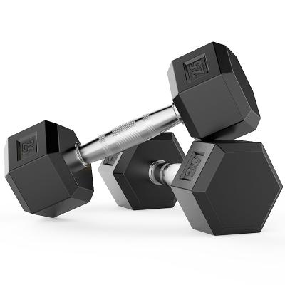 China Home Use Gym Equipment Black Rubber Running Hex Dumbbells 5lb-50lb Dumbbell for sale