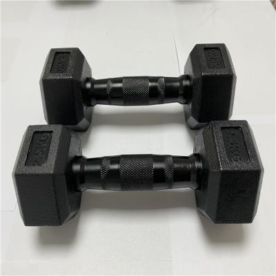 China Home Use Weight Lifting Barbell Fitness Equipment Hex KG Dumbbells With Black Handles for sale