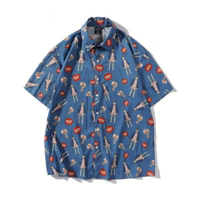 China Breathable Summer Beach Hawaii Floral Short Sleeve Open Neck Shirt For Summer Men's Shirt Korean Style Shirt for sale