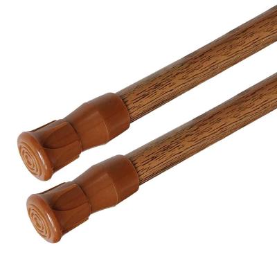 China Modern Iron Metal Curtain Rod OAK Color Spring Tension Adjustable Bathroom Telescopic Curtain Rod for sale