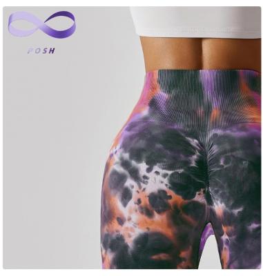 China High Waist Women's Seamless Quick Dry Yoga Gaiters Butt Gaiters Breathable Dye Tie Breathable Pants Customized Size for sale