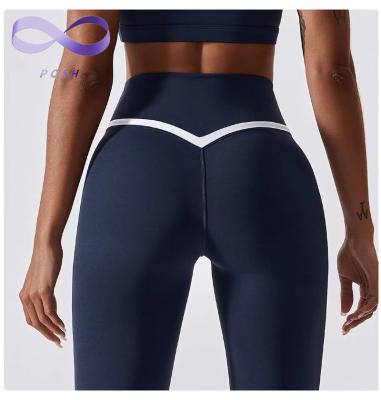 China Breathable Custom Fitness Seamless Leggings For Women Butt Lift V Waist Sport Workout Leggings Sexy Yoga Leggings for sale