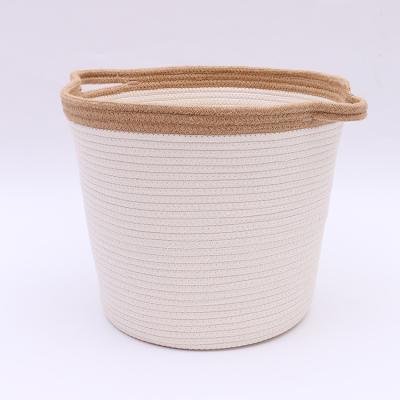 China XXL Viable Extra Large Color Cotton Rope Toy Basket Kidsroom Nursery Rope White Basket For Towel Cover for sale