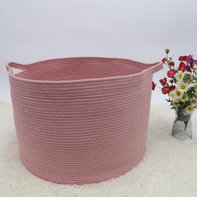 China Viable Factory Extra Large Color Cotton Portable Folding Rope Woven Storage Basket Customized Wholesale for sale