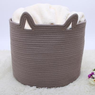 China Baby Products Storage Container High Quality Environmental Material Cotton Folding Large Size Rope Woven Gift Basket With Handle for sale