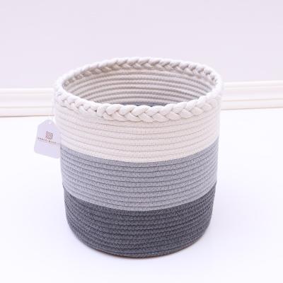 China Viable Manufacturers Customized All Kinds of Size Braid Rice Cotton White Gray Rope Woven Storage Baskets Wholesale Customized for sale