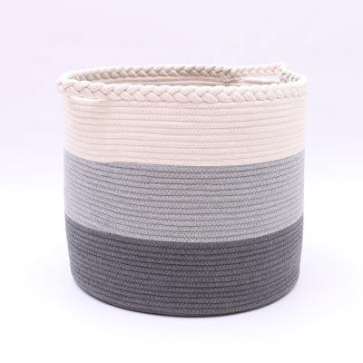 China 100% Eco-friendly Xinyide Large Rope Woven Baskets For Storage Cotton Laundry Basket Covers Braids Baby Toys Woven Laundry Basket for sale