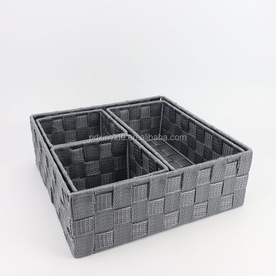 China Sustainable New Product S/4 PP Woven Basket , Miscellaneous Storage Box for sale