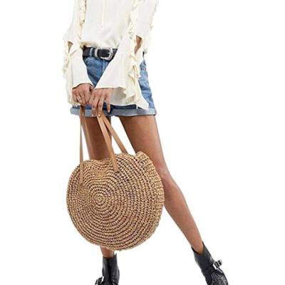 China Daily Life Summer Bali Beach Circle Handbag Woven Handmade Round Rattan Straw Bag Bohemian Handbag for sale