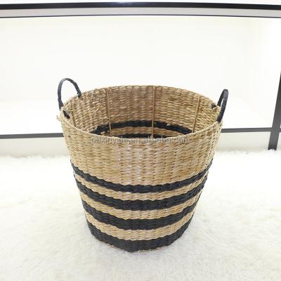 China Sustainable Natural Sea Grass Weaving Round Storage Baskets for sale