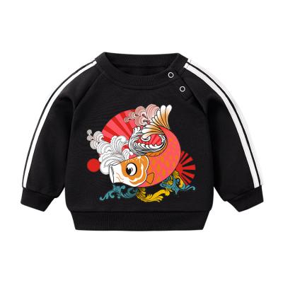 China Boy's Black Sweater 2 Year Long Sleeve Knitted Open-Shoulder Open-shoulder Sweater Coat Anti-Shrink Black Baby Long Sleeve Sweater Coat for sale