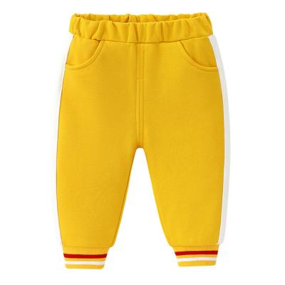 China Boy's Casual Single Sweatpants Yellow Color Fade Proof Baby Sweatpants Autumn Pants Baby Pocket Elastic Sweatpants 3 Year for sale