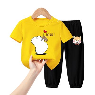 China Casual Kids Clothes Toddler Boys Cartoon Teams Baby Summer Tees Suits Children Clothing T-shirt Mosquito Pants for sale