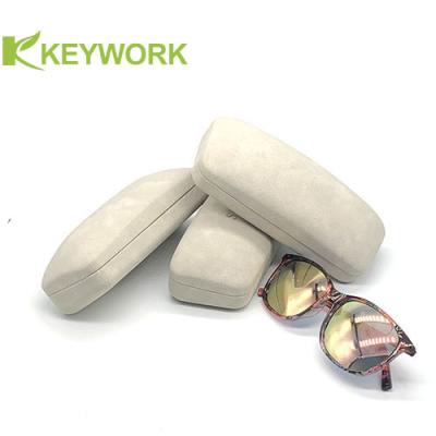 China Grayish White Clamshell Metal Eyeglass Case Oversized Optical Sunglass Eyeglasses Case for sale