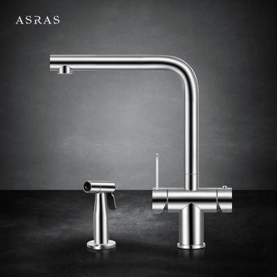 China Asras 304 stainless steel faucet Hot and cold mixer kitchen tap pull down solid spring loaded sprayer single handle 3064-1 for sale