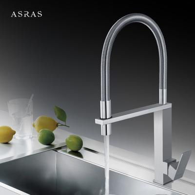 China Asras 304 stainless steel faucet Hot and cold mixer kitchen tap pull down solid spring loaded sprayer single handle 3055 zu verkaufen