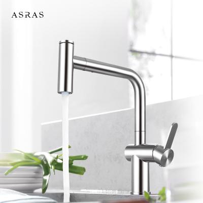 China Asras 304 Stainless Steel Hot and Cold Mixer Kitchen Faucet Pull Down Sprayer Single Handle 3065-1 for sale