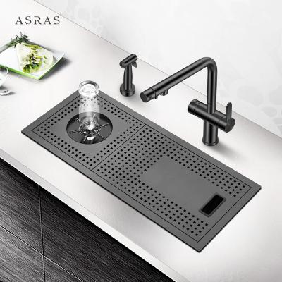 China Asras SUS304 handmade black nano cup washer small kitchen sink durable kitchen faucet manufacturer-6026NX-1 for sale