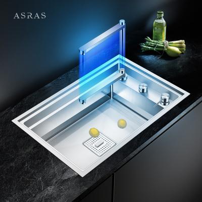 China Asras SUS304 handmade kitchen hidden sink covered sink with drainer and kitchen tap manufacturer 7247S for sale