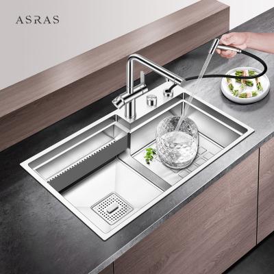 Cina Asras Single bowl good quality satin handmade kitchen stepped-base sink 7947J in vendita