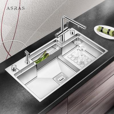 China Asras Stainless Steel 304 single bowl Handmade Kitchen Sink stepped-base sink 8347J zu verkaufen