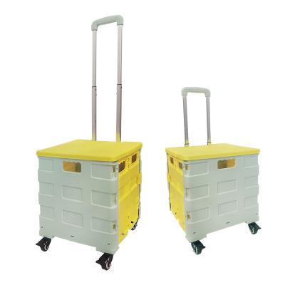 China Folding Folding Plastic Shop Supermarket Market Storage Basket Tool Trolley for sale